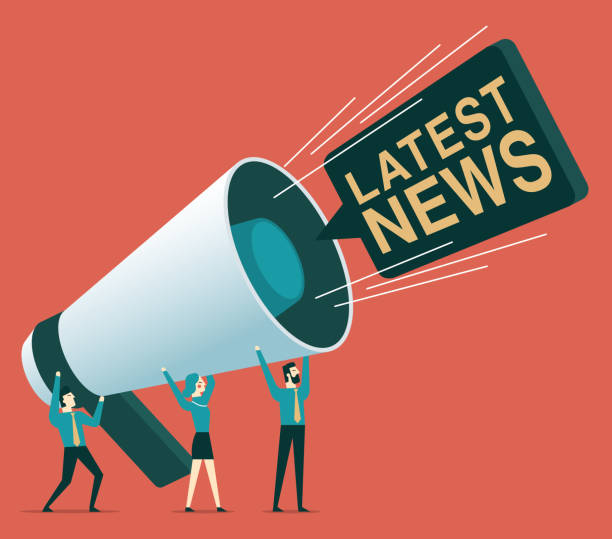 Latest news Latest news vector illustration concept, people shout on megaphone with Latest News word. news event stock illustrations