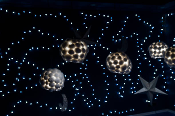 istock View Of Illuminated Lights Hanging On Ceiling. moon and star shape decor light 1329332541