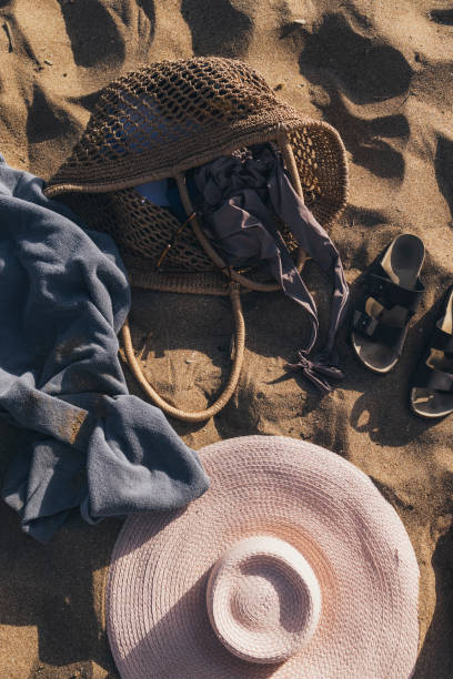 istock Ready for the Seaside: Beach Essentials Still Life on Sand 1329334397