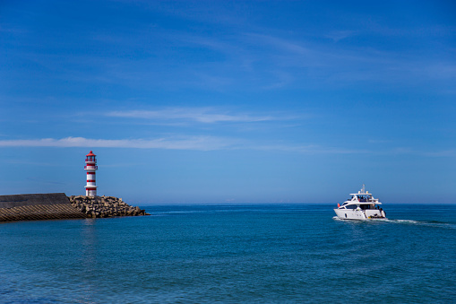 lighthouse, aerial shot  and breakwater