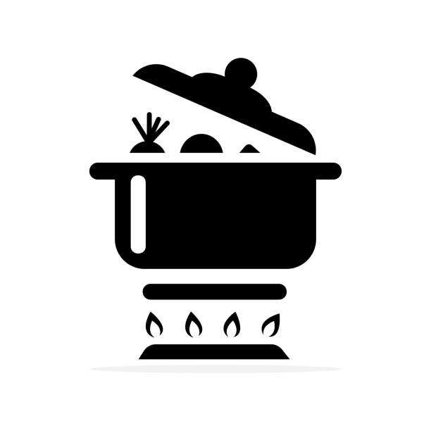 Hot pot icon. Vector concept illustration for design. Hot pot icon. Vector concept illustration for design. fondue stock illustrations