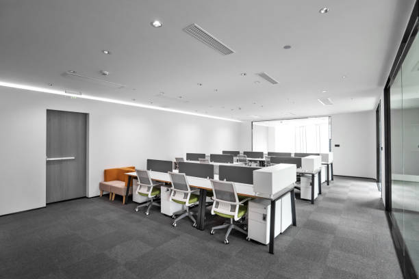 istock Interior of modern office with empty desk 1329335811