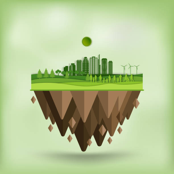 istock Sunny day landscape illustration in flat style with tent, campfire, mountains and forest. Background for summer town, nature tourism concept. 1329335942