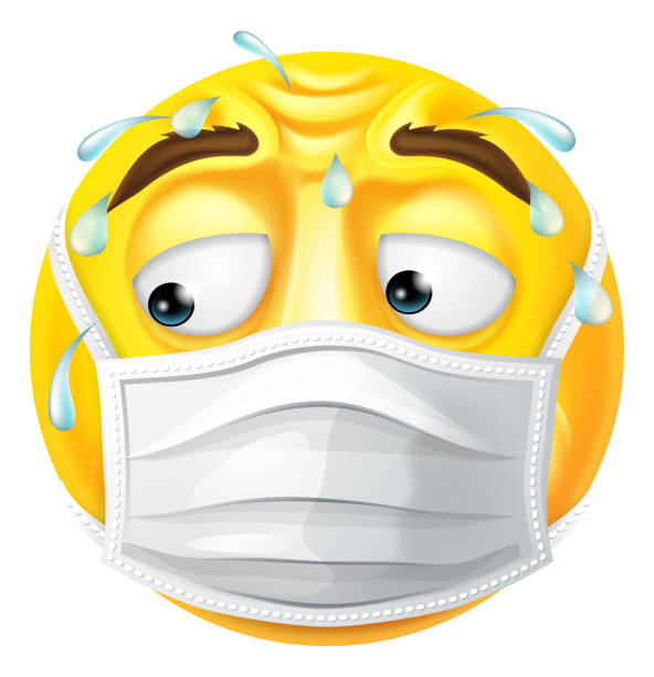 istock Worried Sweating Emoticon Emoji PPE Mask Face Icon 1329338542