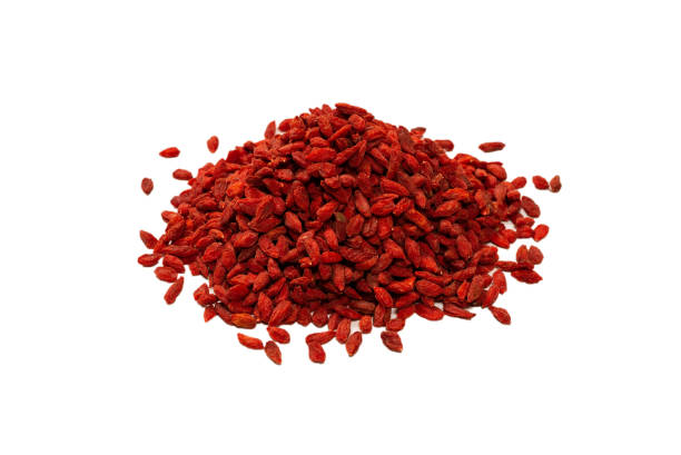 istock Red berries goji isolated on a white background. 1329341881