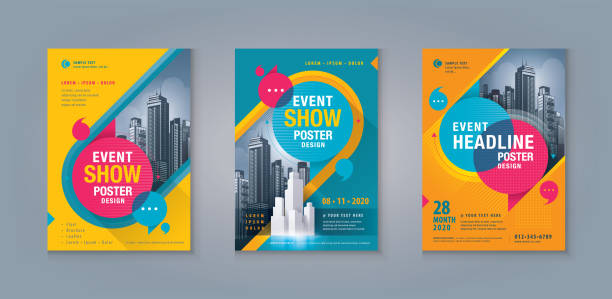 business leaflet brochure flyer template design set. corporate flyer template a4 size - broşür stock illustrations