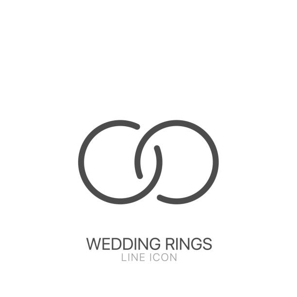 ilustrações, clipart, desenhos animados e ícones de ícone da linha vetorial dos anéis de casamento. traçado editável - wedding ring love engagement