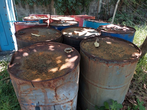 Some of the barrels look rusty and can't be used because they've been outside for too long