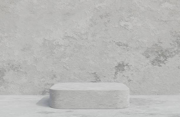 istock Concrete podium for product presentation on concrete wall background minimal style.,3d model and illustration. 1329356206