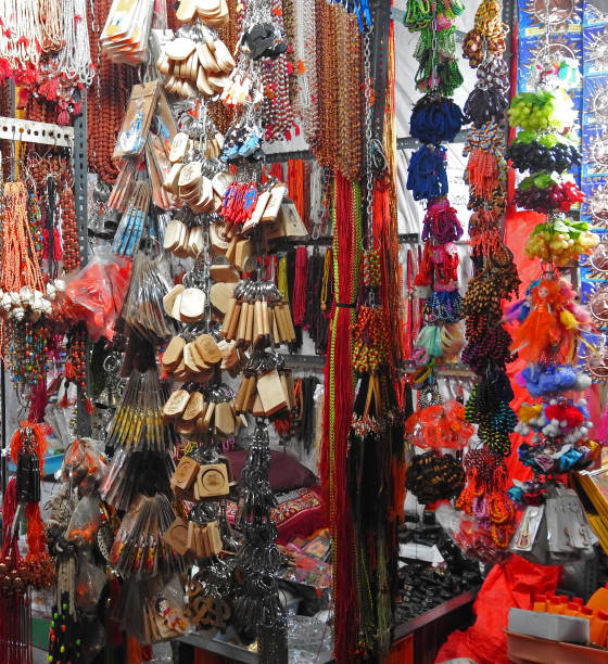 istock Temple side shops selling colorful beaded garland, key chains, wristlet 1329364019