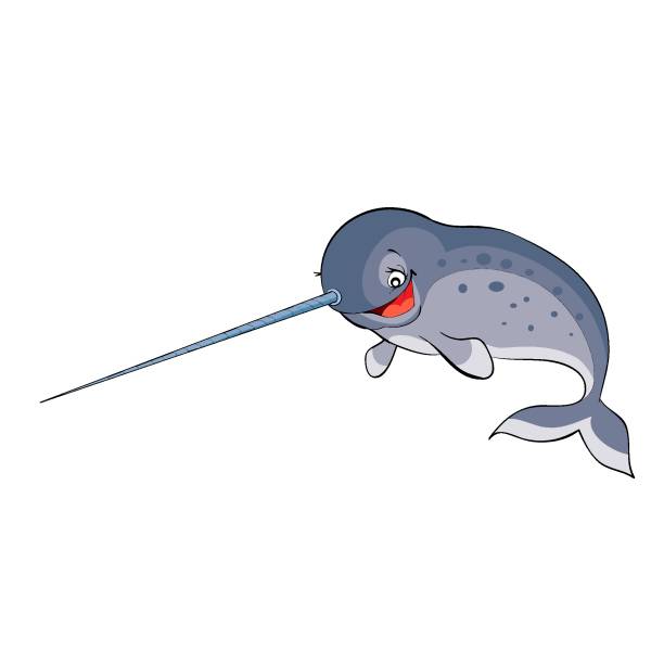 istock cute blue narwhal character, cartoon illustration, isolated object on white background, vector, 1329365044