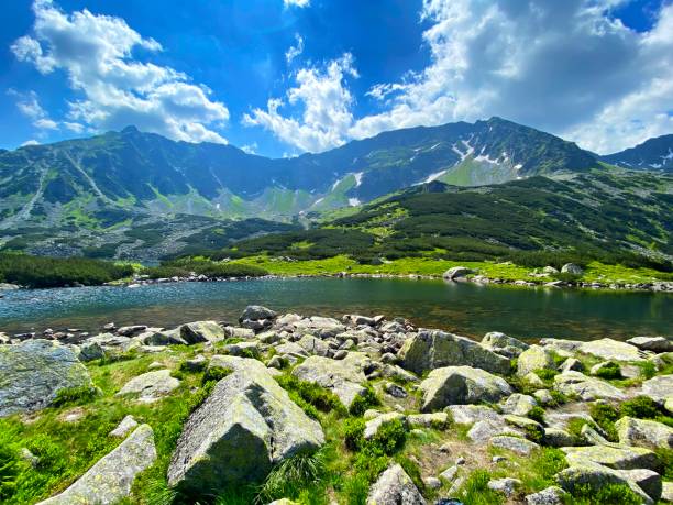 montanhas tatra polonesas, lago - tatra mountains zakopane lake mountain - fotografias e filmes do acervo