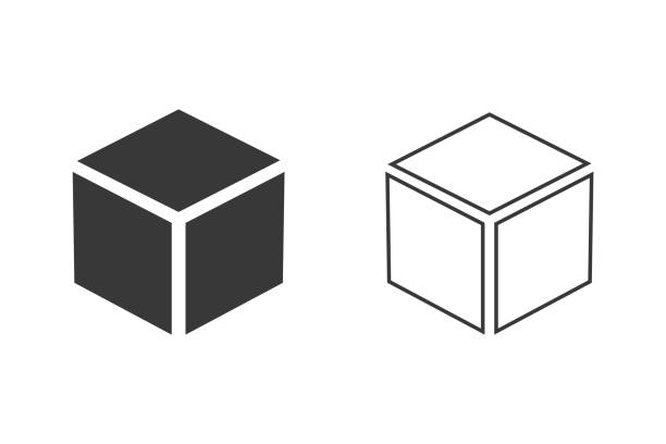 illustrazioni stock, clip art, cartoni animati e icone di tendenza di vettore cubo nel set di icone di stile piatto - cuboid