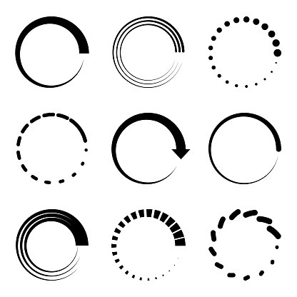 Vector loading icon set. Circle design elements.
