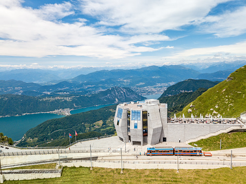 Monte Generoso, Switzerland - July 17. 2021: The tourist attraction architecture building \