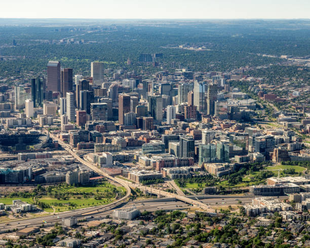 istock Denver Colorado downtown district as seen from a plane 1329377852