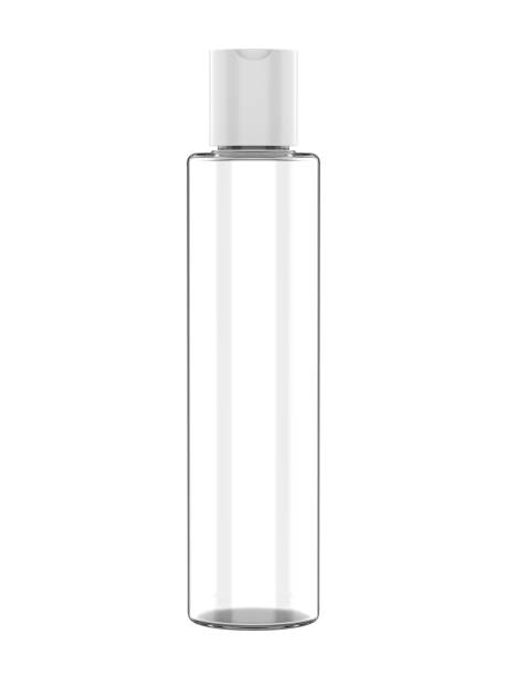 istock Blank clear cosmetic bottle with disc press cap for branding and mock up. 1329380056