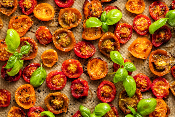istock Background of baked or grilled Cherry Tomatoes. 1329380580