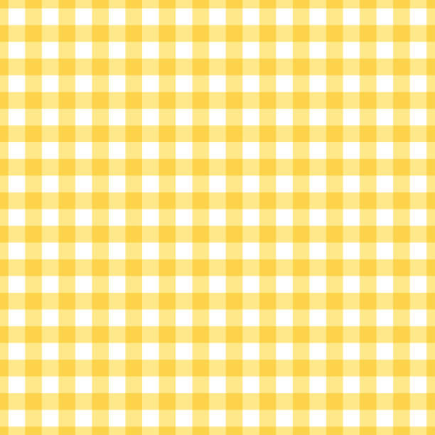 желтый традиционный джингам бесшовный фон - gingham pattern stock illustrations