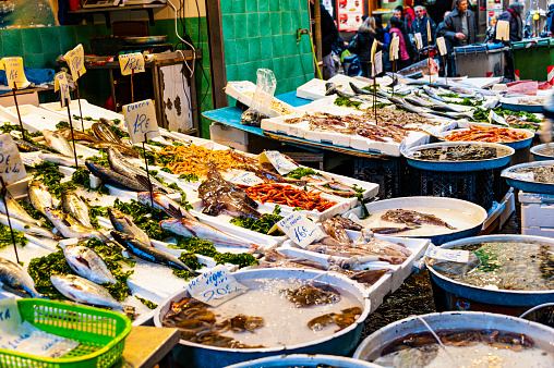 Fresh caught fish offered for sale in the small fish market