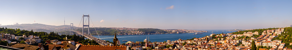 Istanbul. Panoramic view of the city, the Bosphorus Bridge, Ortakoy Mosque and Bosphorus