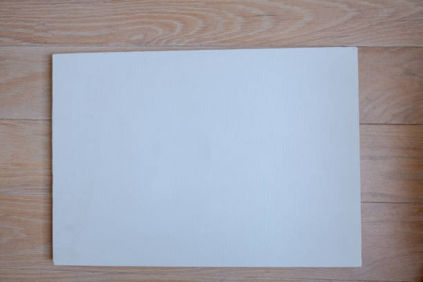 istock white rectangle blank canvas mockup frame on the ground seamless wood texture 1329384767