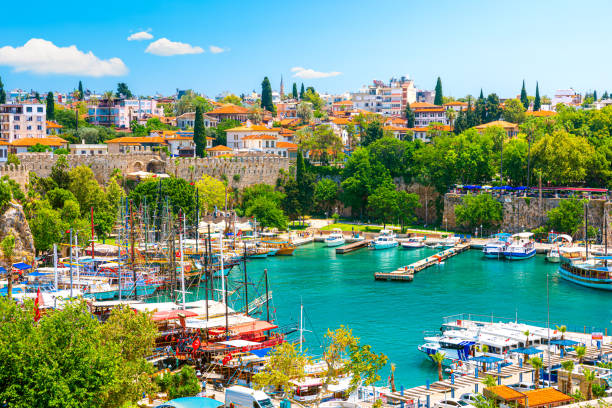 Harbor in Antalya old town or Kaleici in Turkey Harbor in Antalya old town or Kaleici in Turkey. High quality photo turkey stock pictures, royalty-free photos & images