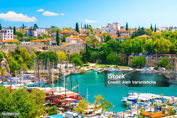 Harbor In Antalya Old Town Or Kaleici In Turkey Stock Photo - Download Image Now - Antalya Province, Türkiye - Country, Beach