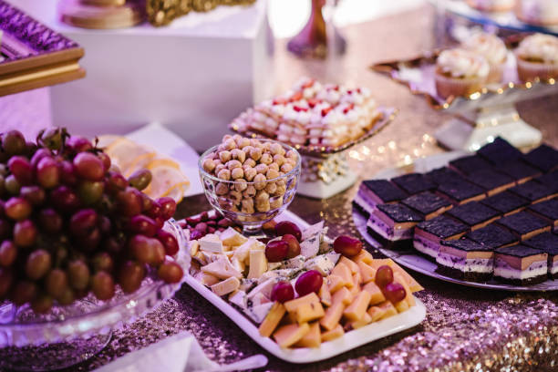 istock Delicious wedding reception candy bar dessert table. 1329390915
