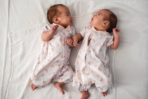 Twins in their first months of life