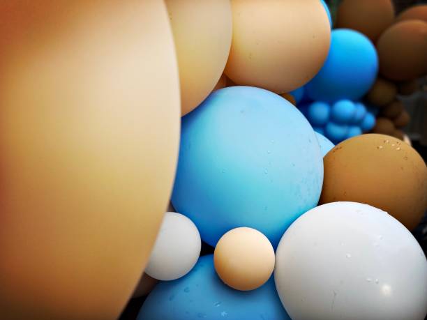 istock Brown and Blue Balloons against a Brick Wall 1329396605