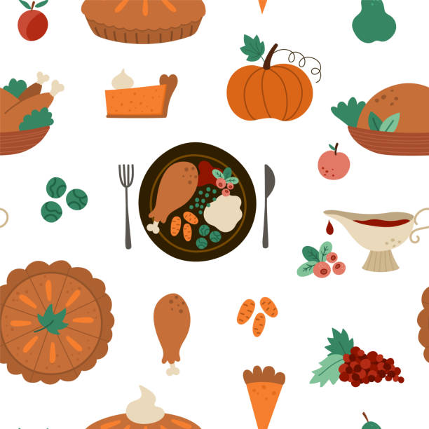 2,100+ Thanksgiving Dinner Plate Stock Illustrations, Royalty-Free ...