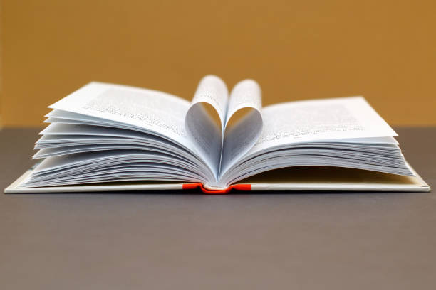 istock Open book with pages forming heart shape. Heart made with book pages. 1329401963