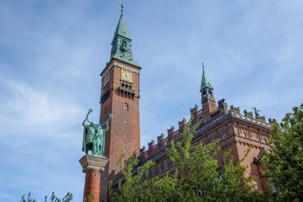 Copenhagen City Hall and the Lur Blowers Monument - Copenhagen, Denmark