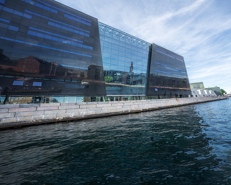 Copenhagen, Denmark - Jun 24, 2019: The Black Diamond - modern extension to the Royal Danish Library - Copenhagen, Denmark