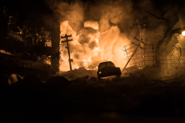 istock Nuclear war concept. Explosion of nuclear bomb. Creative artwork decoration in dark. 1329408898