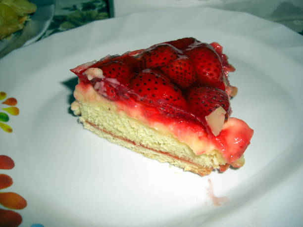 Strawberry cake on a plate