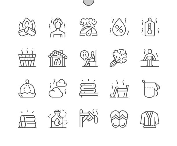Bathhouse. Bath towels. Hot water and essential oils. Sauna, treatment, warm, healthcare, spa. Pixel Perfect Vector Thin Line Icons. Simple Minimal Pictogram Bathhouse. Bath towels. Hot water and essential oils. Sauna, treatment, warm, healthcare, spa. Pixel Perfect Vector Thin Line Icons. Simple Minimal Pictogram throwing in the towel illustrations stock illustrations
