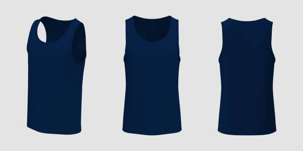istock Blank sleeveless t-shirt mockup in front, side and back views 1329416837