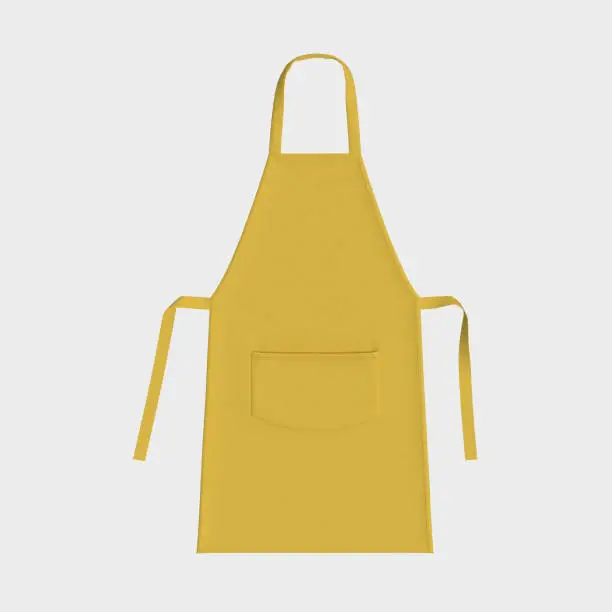 Blank apron mockup, clean apron, design presentation for print, 3d illustration, 3d rendering