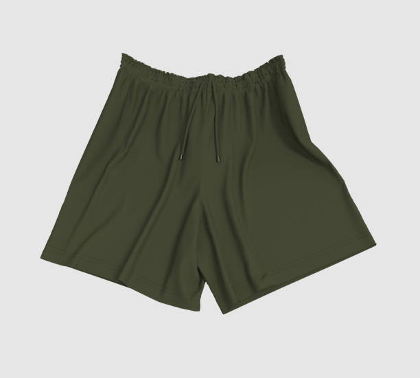 istock Blank sweat shorts mockup in front view. 1329416857