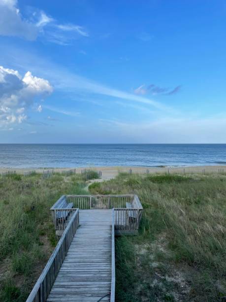 istock A wooden footpath leads to a beach 1329422556