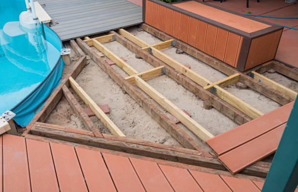 istock Repairing and installing new decking around a Swimming Pool. 1329427129