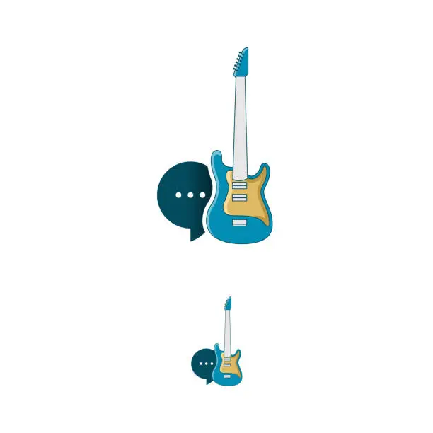Vector illustration of Illustration Vector Graphic of Guitar Chat Logo