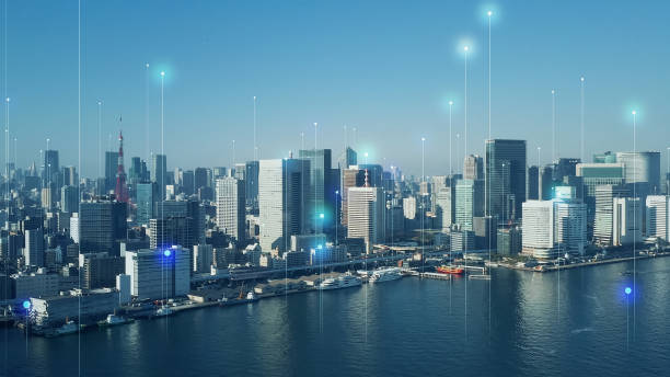 istock Smart city and communication network concept. Digital transformation. IoT (Internet of Things). ICT (Information Communication Technology). 1329436288