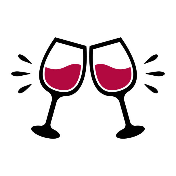 ilustrações de stock, clip art, desenhos animados e ícones de vector wine glass cheers illustration - copo de vinho