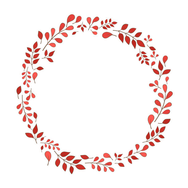 ilustrações de stock, clip art, desenhos animados e ícones de romantic red fern wreath vector for decoration on autumn season, wedding event , valentine's day and thanksgiving festival. - fern forest ivy leaf