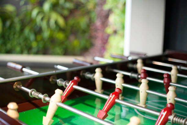 istock Old retro figures for playing table football. 1329447119