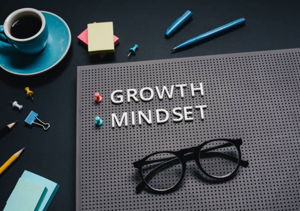 istock Growth mindset text on color background. inspiration and  motivation 1329448671
