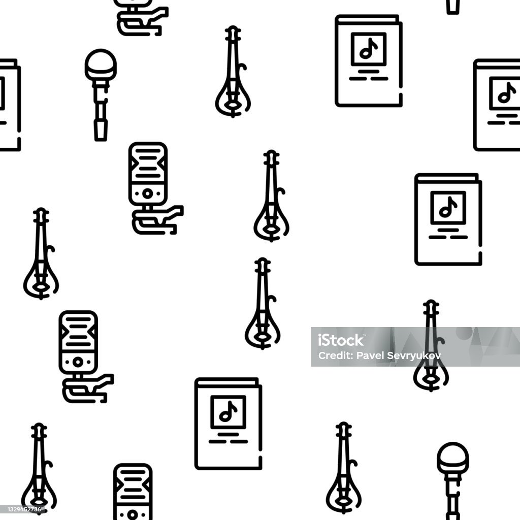 Violin String Musical Instrument Vector Seamless Pattern Stock ...